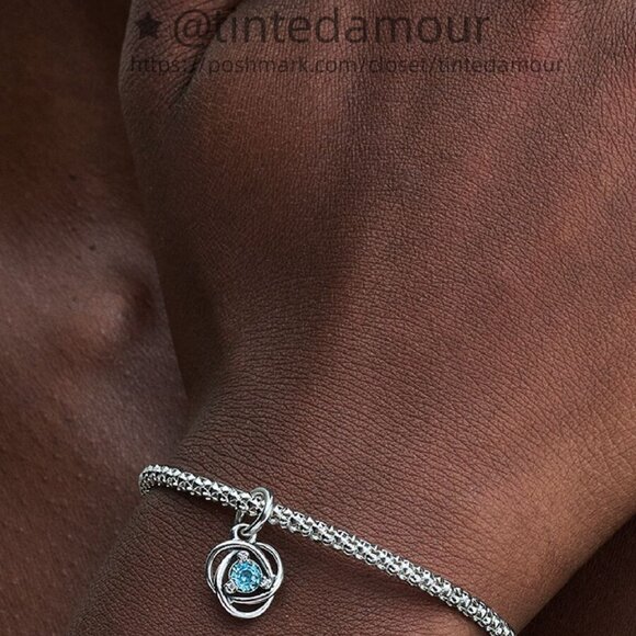 Pandora March Sea Aqua Blue Eternity Circle Dangle Charm - Picture 2 of 2